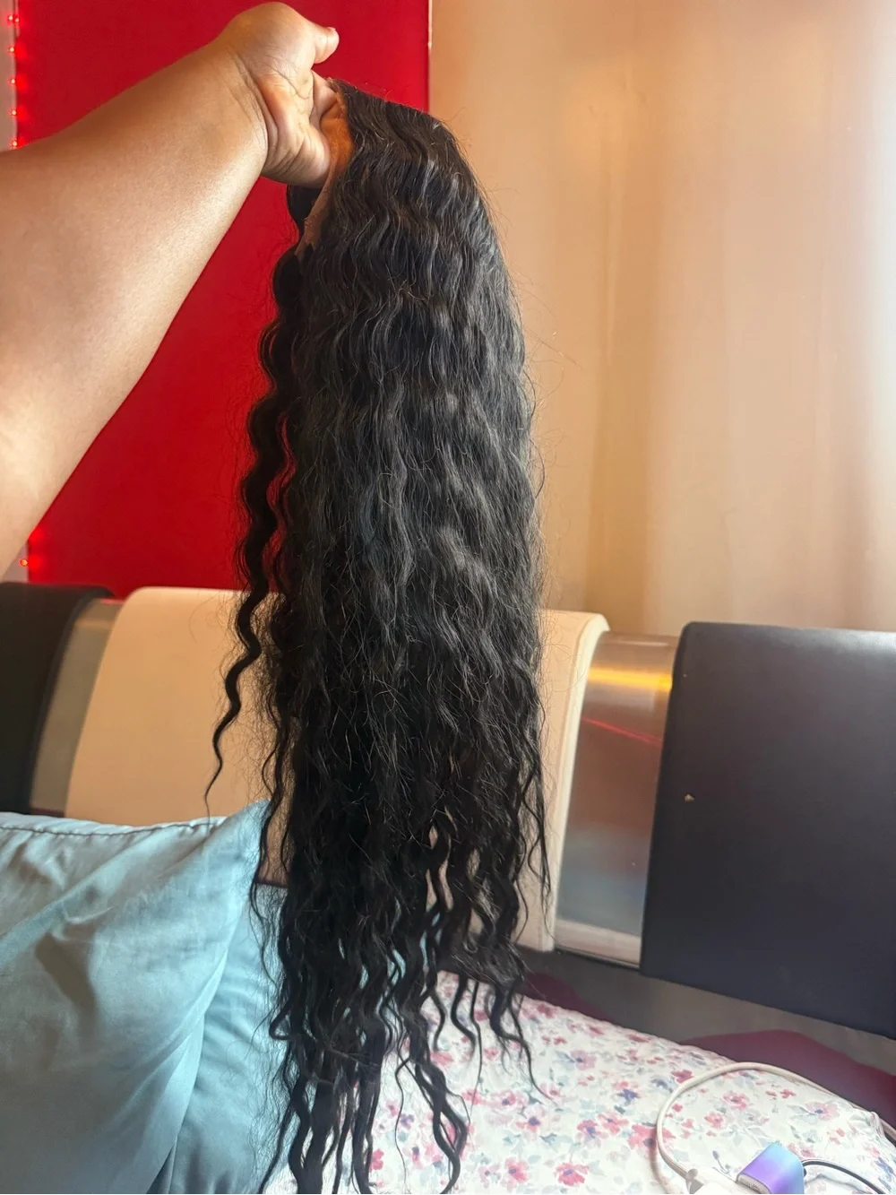 Long Black Wavy Curly Wig with Black